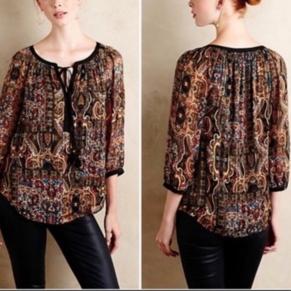 Paisley Peasant Style Blouse - Picture 1 of 5